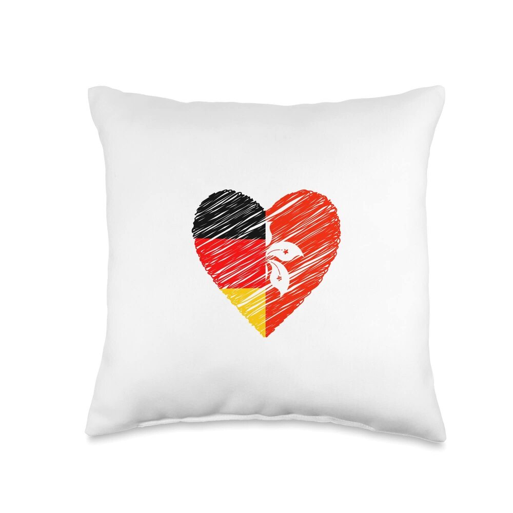 9997 Hong Kong Germany Heart German Flag Hong Kong Flag Heart Throw Pillow